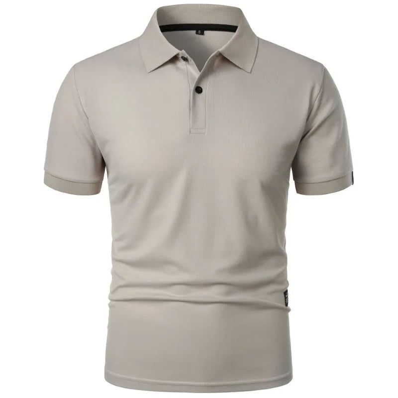 New Solid Color Polo Shirt Men's Short Sleeve Button Tshirts Lapel Lightweight Streetwear Sport Casual Tops