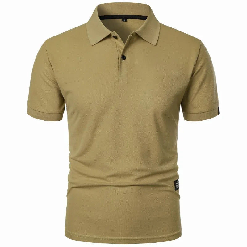 New Solid Color Polo Shirt Men's Short Sleeve Button Tshirts Lapel Lightweight Streetwear Sport Casual Tops