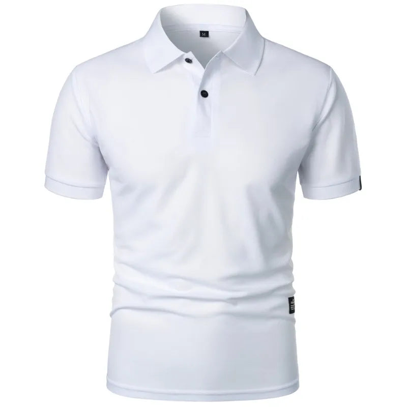 New Solid Color Polo Shirt Men's Short Sleeve Button Tshirts Lapel Lightweight Streetwear Sport Casual Tops