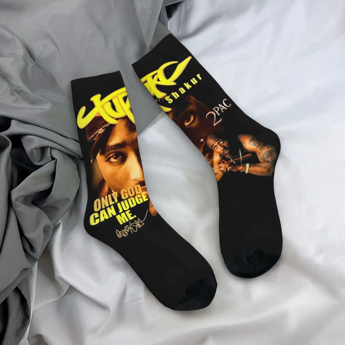 Tupac Only God Can Judge Me 90s Vintage Socks Men Women Funny Happy 2pac Socks Hip Hop Spring Summer Autumn Winter Socks Gifts