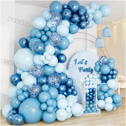 Blue Balloons Arch Kit Metallic Blue Confetti Balloon Garland Birthday Party Decorations Baby Shower Baptism Wedding Theme Decor