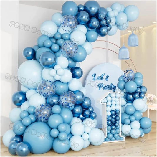 Blue Balloons Arch Kit Metallic Blue Confetti Balloon Garland Birthday Party Decorations Baby Shower Baptism Wedding Theme Decor