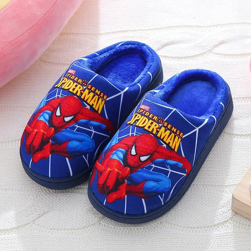 Cartoon Printed Spider-man Cotton Slippers For Children's Shoes Fashion New Style Warmth Autumn Winter Indoor Kids Boys Slipper