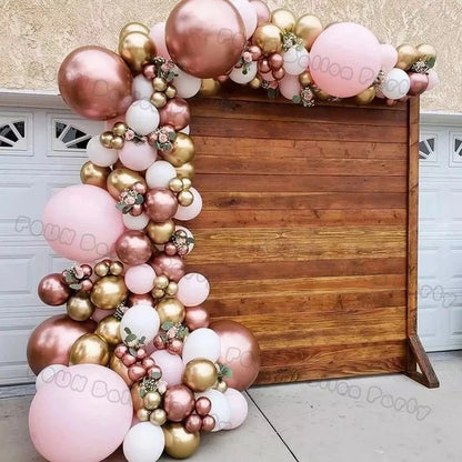 Rose Gold Balloons Garland Arch Kit White Confetti Birthday Baloon Deco Women Girls Engagement Wedding Birthday Party Decoration