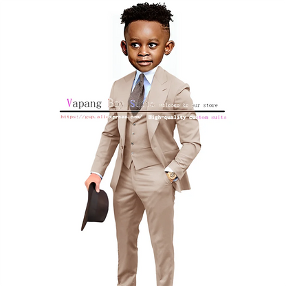 Boys Suits Jacket Pants Vest 3 Piece Set Formal Wedding Tuxedo Fashion Clothes for Kids Peak Lapel Blazer Child