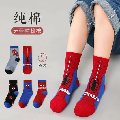 Disney Baby Socks Spiderman Cartoon Anime Hero Cotton Boys Tube Socks Children Autumn Winter Kids Socks Random 1pair