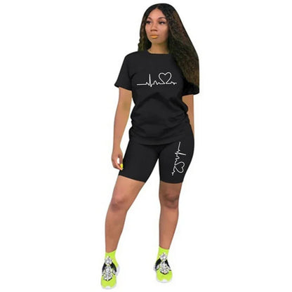 Summer Womens 2 Piece Set Outfits Sportswear T-Shirts and Shorts Lady Simplicity Pullover Short Sleeve Hot SalesCasual Tracksuit