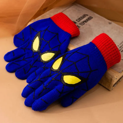 Diseny Spiderman Winter Children's Warm Gloves Marvel Anime Cartoon Knitted Gloves Cute Decoration Kids Christmas Gifts 5-10Y