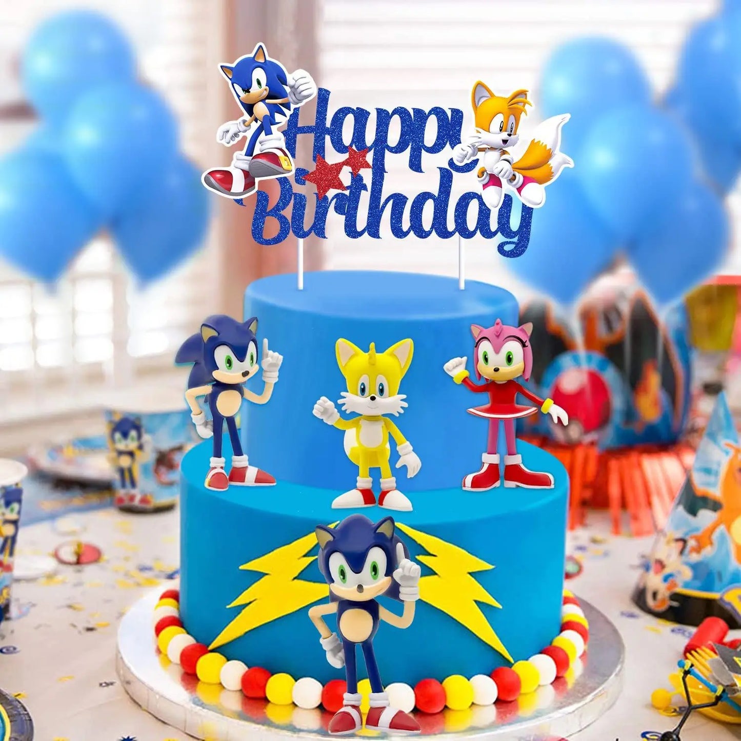 Sonic the Hedgehog Party Supplies Boys Birthday Party Paper Tableware Cake Topper Cupcake Decor Baby Shower Party Decorations