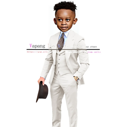 Boys Suits Jacket Pants Vest 3 Piece Set Formal Wedding Tuxedo Fashion Clothes for Kids Peak Lapel Blazer Child