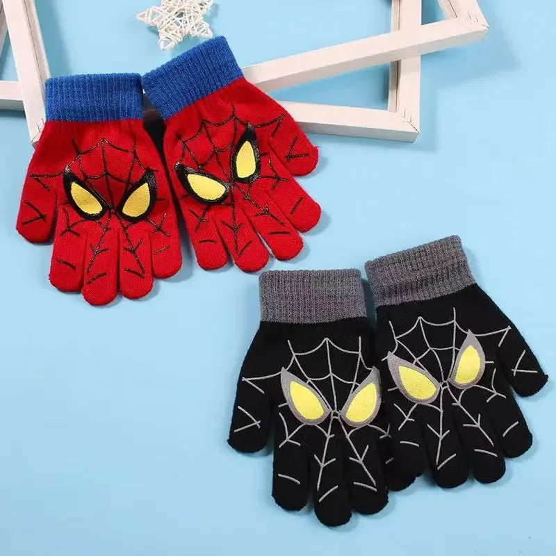 Diseny Spiderman Winter Children's Warm Gloves Marvel Anime Cartoon Knitted Gloves Cute Decoration Kids Christmas Gifts 5-10Y