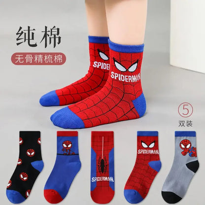 Disney Baby Socks Spiderman Cartoon Anime Hero Cotton Boys Tube Socks Children Autumn Winter Kids Socks Random 1pair