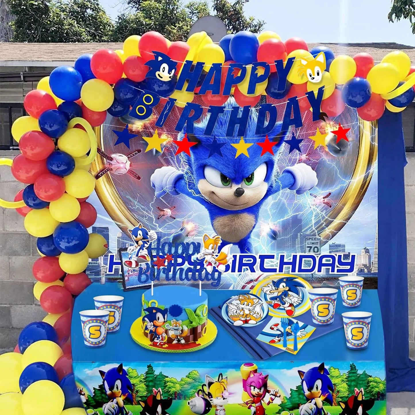 Sonic the Hedgehog Party Supplies Boys Birthday Party Paper Tableware Cake Topper Cupcake Decor Baby Shower Party Decorations