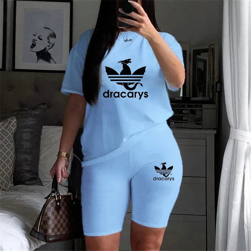 Jogging Trend Womens Short Sets Hot Sales Sports Outfits 2024 Simplicity T-Shirts Suit Casual Summer High Quality Lady Tracksuit