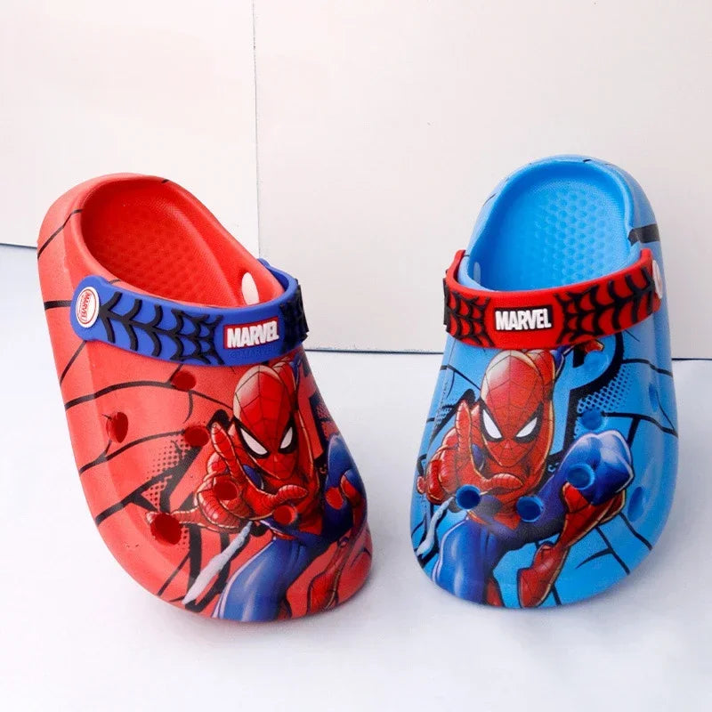 Disney Children's Slippers Summer Boys Spiderman Slipper Anti-slip Hole Kids Beach Shoes Soft Bottom Toddler Home Slipper