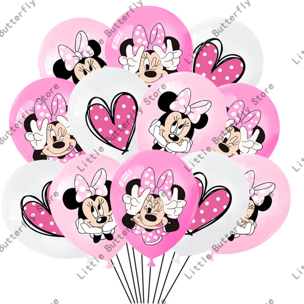 Disney 10/20/30pcs 12 Inch Pink Minnie Mouse Latex Balloon Party Supplies Party Balloon Balloons for Birthday Party Decorations